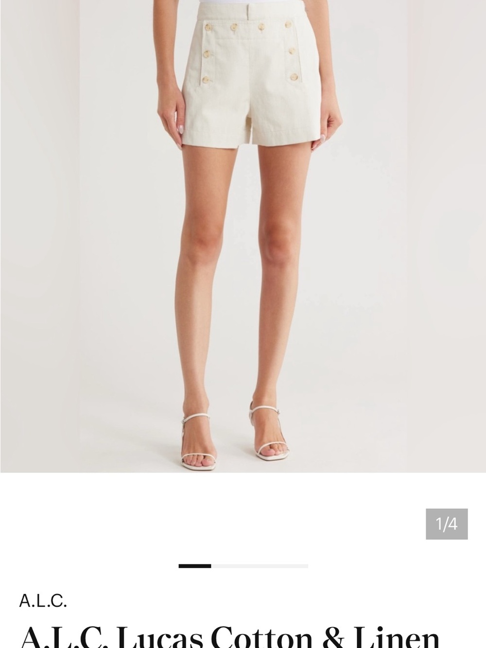 A.L.C. Cream High-Rise Button-Front Bermuda Shorts